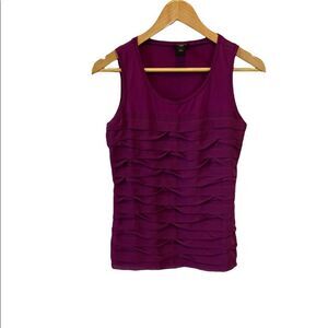 ANN TAYLOR Petites Purple Ruffle Scoop Neck Wide Strap Dressy Tank Top SP